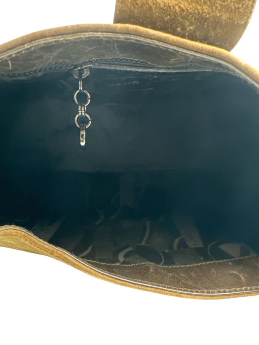 Ferragamo Brown Suede Silver Hardware Shoulder Bag Vintage Bag Brown / Small