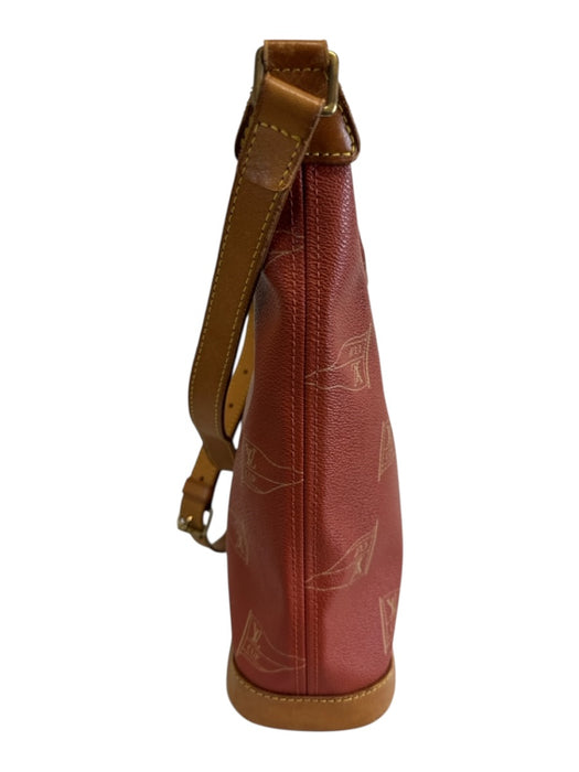 Louis Vuitton Red & Tan Leather Coated Canvas Monogram Shoulder Bag Bag Red & Tan / S/M