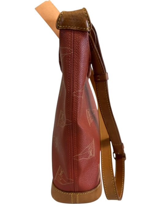 Louis Vuitton Red & Tan Leather Coated Canvas Monogram Shoulder Bag Bag Red & Tan / S/M