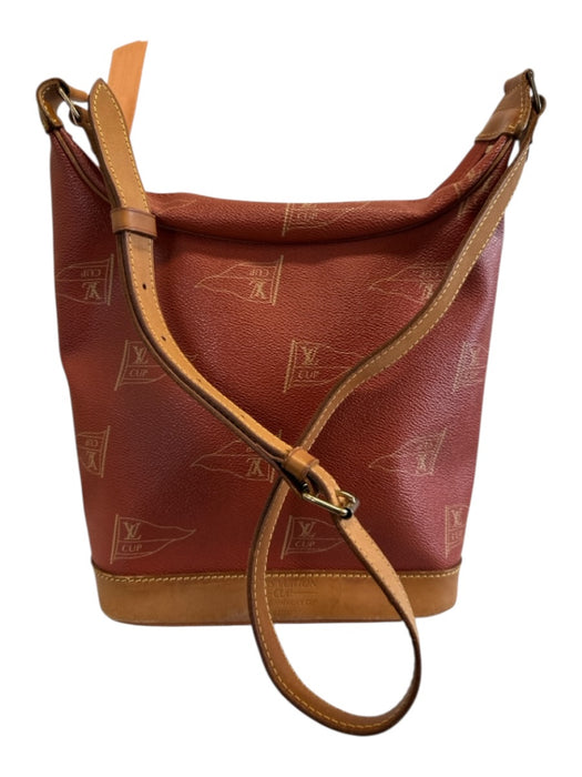 Louis Vuitton Red & Tan Leather Coated Canvas Monogram Shoulder Bag Bag Red & Tan / S/M