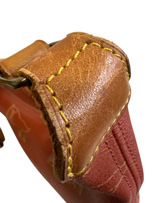 Louis Vuitton Red & Tan Leather Coated Canvas Monogram Shoulder Bag Bag Red & Tan / S/M