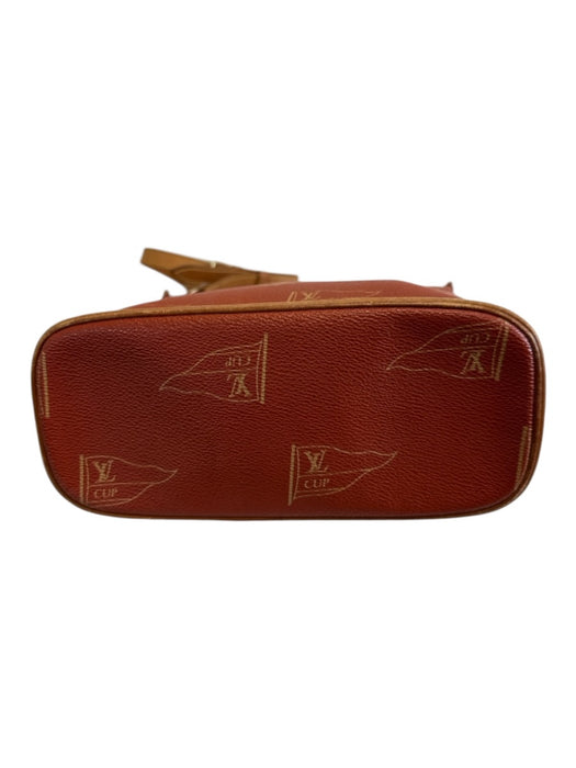 Louis Vuitton Red & Tan Leather Coated Canvas Monogram Shoulder Bag Bag Red & Tan / S/M
