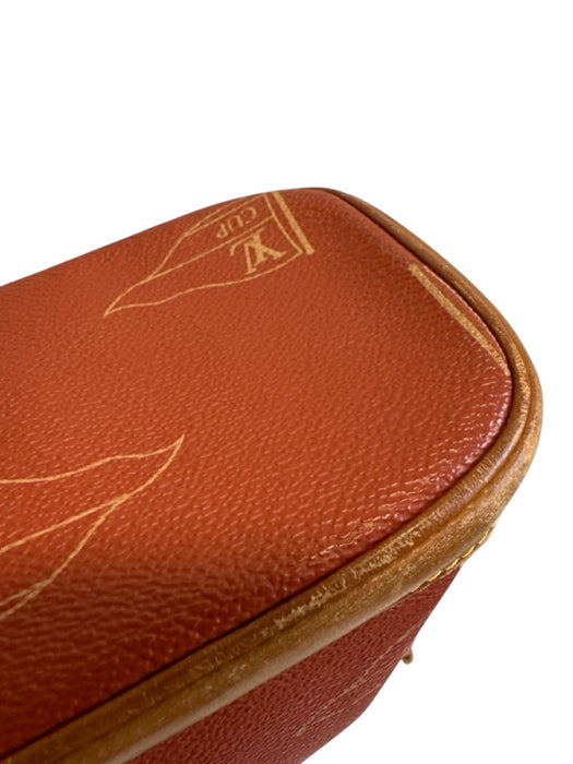 Louis Vuitton Red & Tan Leather Coated Canvas Monogram Shoulder Bag Bag Red & Tan / S/M