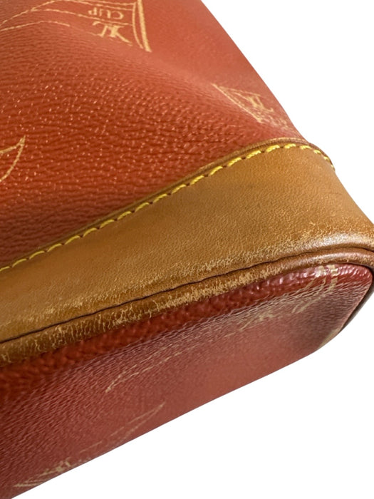 Louis Vuitton Red & Tan Leather Coated Canvas Monogram Shoulder Bag Bag Red & Tan / S/M