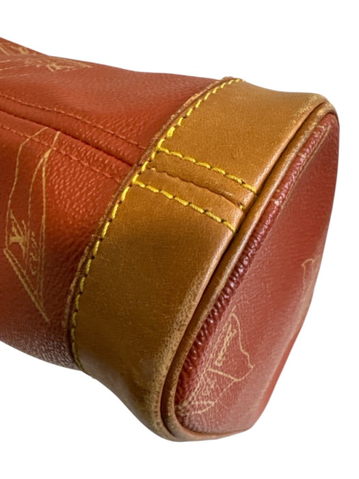 Louis Vuitton Red & Tan Leather Coated Canvas Monogram Shoulder Bag Bag Red & Tan / S/M