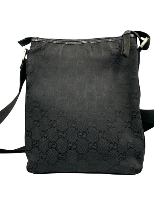 Gucci As Is - Damaged Black Canvas SHW Monogram Vintage Bag Black