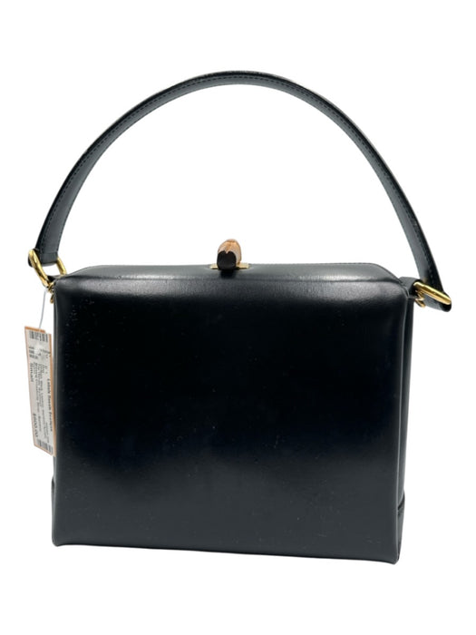 Gucci Black Leather Bamboo Accent Top Handle Bag Black / Small