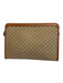 Celine Beige & Tan Print Canvas Leather trim Monogram Pouch Clutch Bag Beige & Tan Print / Small
