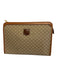 Celine Beige & Tan Print Canvas Leather trim Monogram Pouch Clutch Bag Beige & Tan Print / Small