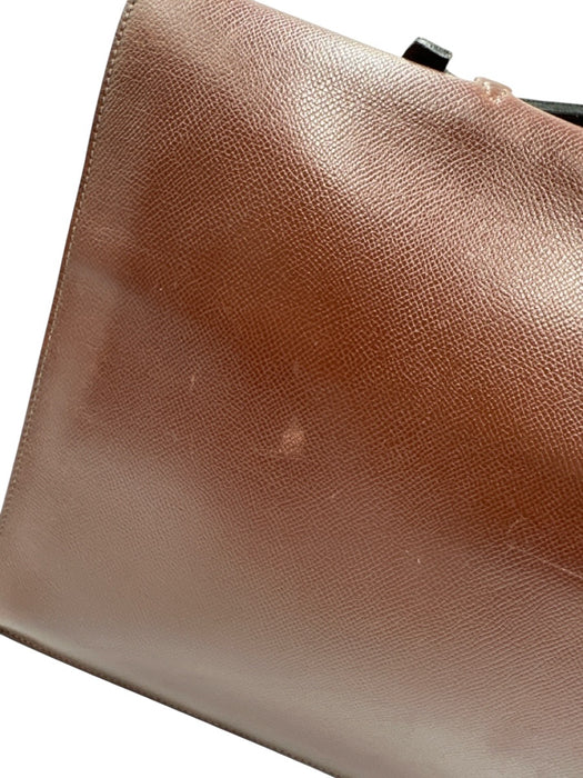 Hermes Brown Leather Top Handle Briefcase Brown