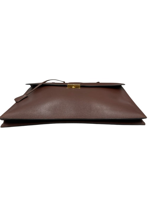 Hermes Brown Leather Top Handle Briefcase Brown