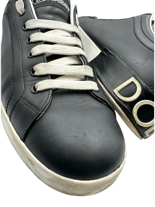 Dolce & Gabbana Shoe Size 9 AS IS Black & White Leather Solid Sneaker Shoes Black & White / 9