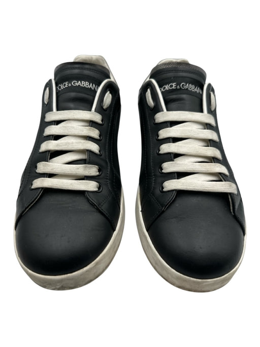 Dolce & Gabbana Shoe Size 9 AS IS Black & White Leather Solid Sneaker Shoes Black & White / 9