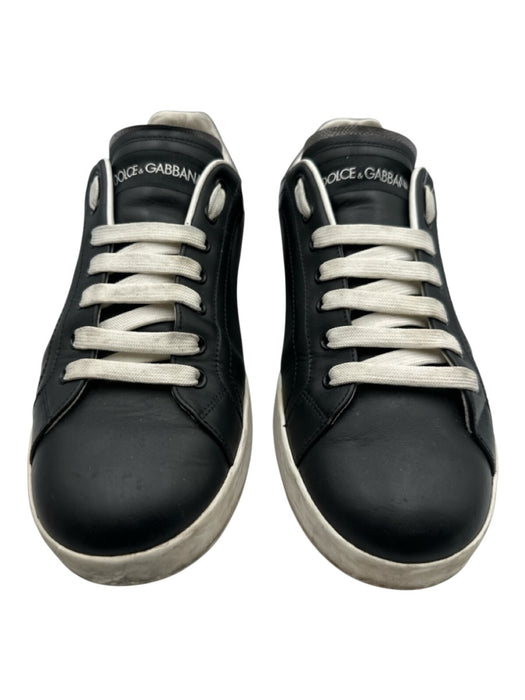 Dolce & Gabbana Shoe Size 9 AS IS Black & White Leather Solid Sneaker Shoes Black & White / 9