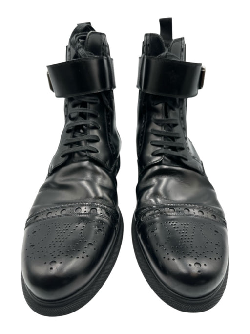 Louis Vuitton Shoe Size 8.5 As Is - Creasing Black Leather Broguing Dress Shoes Black / 8.5