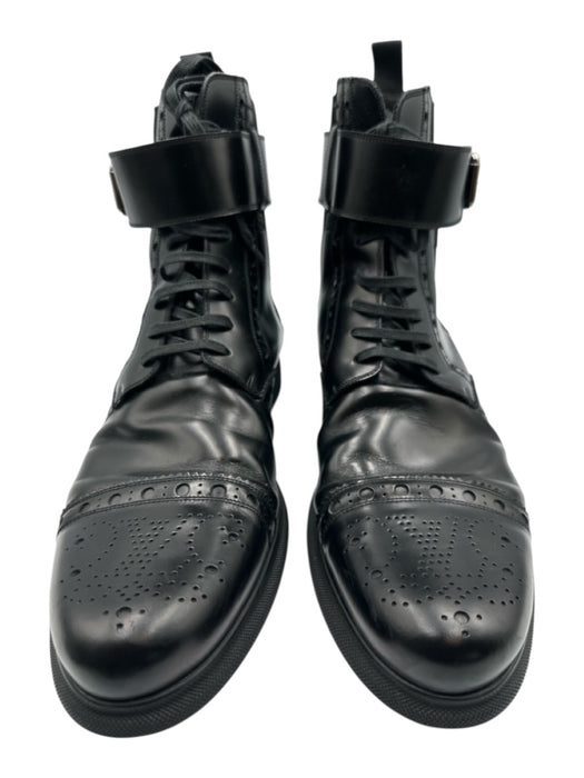 Louis Vuitton Shoe Size 8.5 As Is - Creasing Black Leather Broguing Dress Shoes Black / 8.5