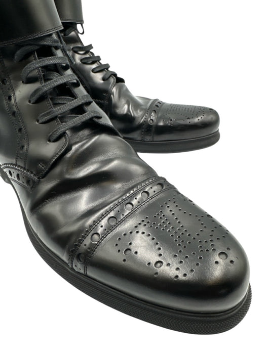 Louis Vuitton Shoe Size 8.5 As Is - Creasing Black Leather Broguing Dress Shoes Black / 8.5