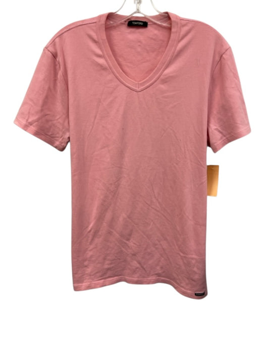 Tom Ford AS IS Size L Pink Cotton Blend Solid T shirt V Neck Men's Short Sleeve Pink / L