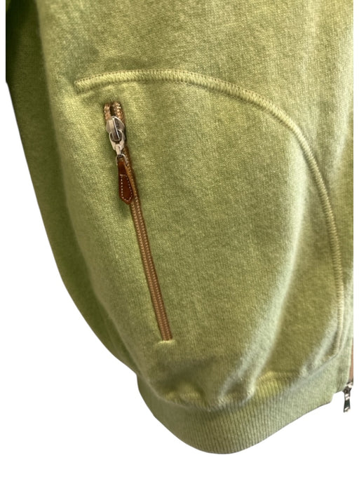 Brunello Cucinelli Size L Green Cashmere Solid Zip UP Men's Sweater Green / L