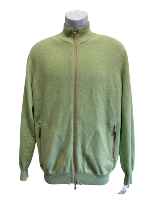 Brunello Cucinelli Size L Green Cashmere Solid Zip UP Men's Sweater Green / L