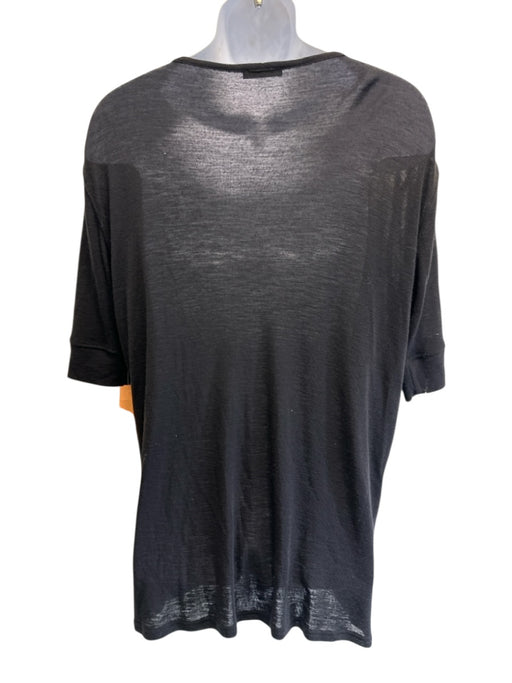 Balmain Size L Black Wool Solid Henley Men's Short Sleeve Black / L