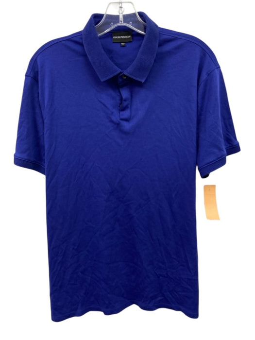 Armani Size XXL Blue Cotton Blend Solid Polo Men's Short Sleeve Blue / XXL