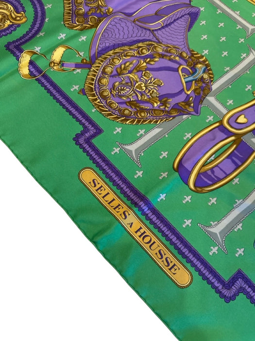 Hermes Green & Purple Silk Vintage scarf Green & Purple / 90cm