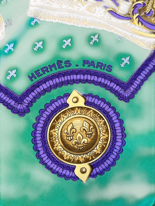 Hermes Green & Purple Silk Vintage scarf Green & Purple / 90cm