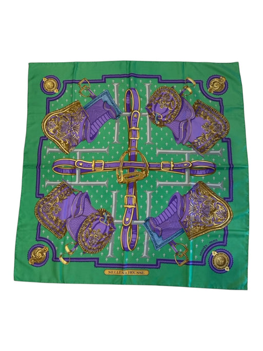 Hermes Green & Purple Silk Vintage scarf Green & Purple / 90cm