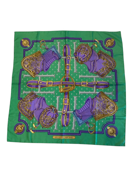 Hermes Green & Purple Silk Vintage scarf Green & Purple / 90cm