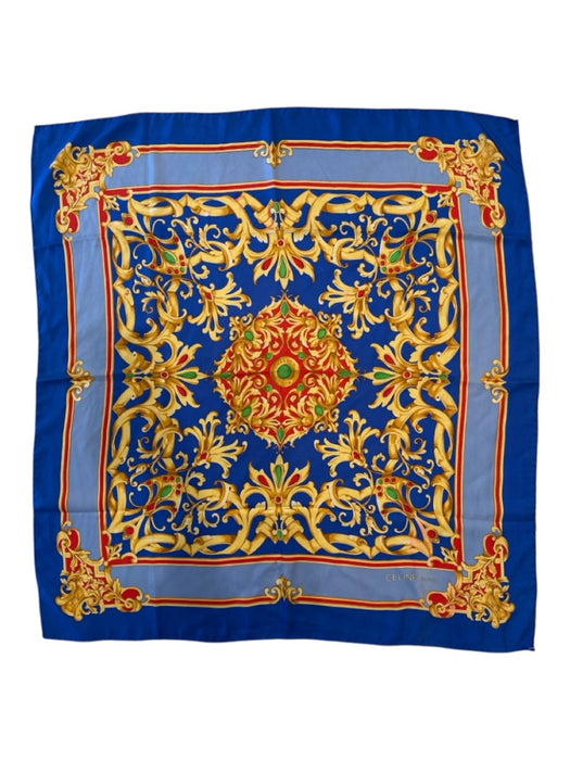 Celine Blue, Red, Yellow Silk Abstract Vintage scarf Blue, Red, Yellow