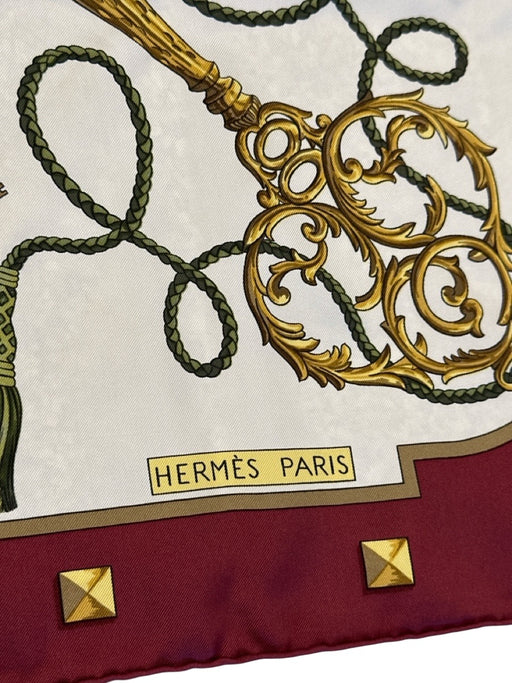 Hermes Maroon & Cream Silk Abstract Rope Lock scarf Maroon & Cream / 90 cm