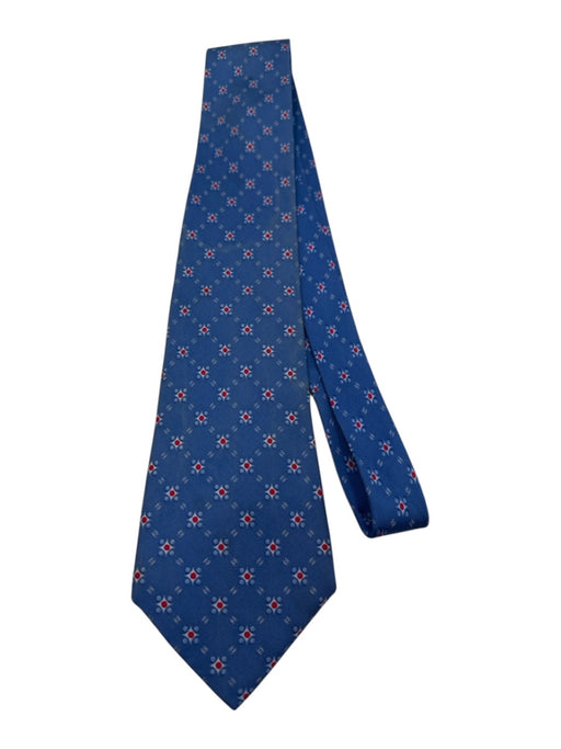 Chanel AS IS - Stained Blue & Red Print Silk Monogram Tie Blue & Red Print
