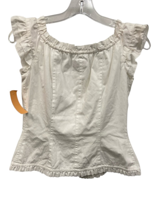 Kenzo Size 2 White Cotton Blend Ruffle Trim Below the Knee Top & Skirt Skirt Set White / 2