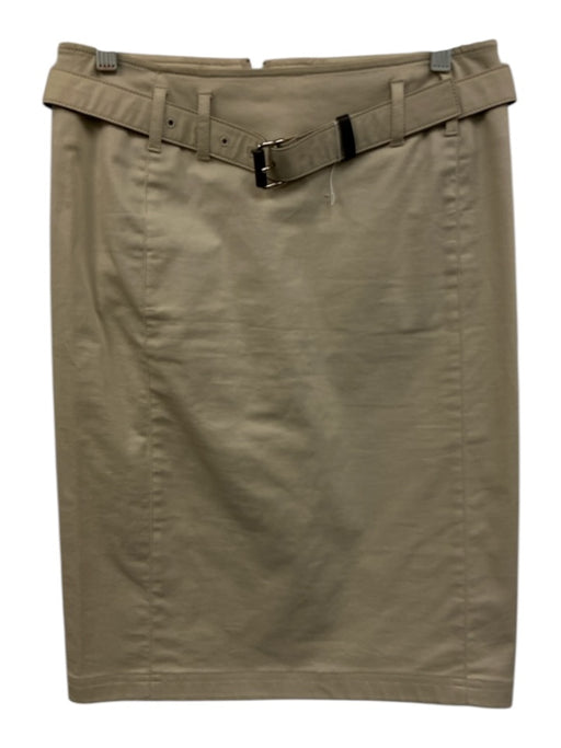 Prada Sport Size 36 Khaki Cotton Blend Back Zip Belted Pencil Skirt Khaki / 36