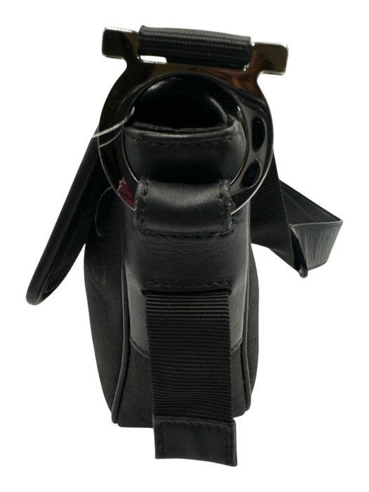 Salvatore Ferragamo Black Canvas & Leather Silver Hardware Jacquard Shoulder Bag Black / S