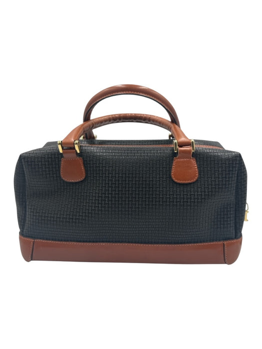 Bally Black & Brown Leather Zip Top Logo Embossed hand bag Bag Black & Brown / S