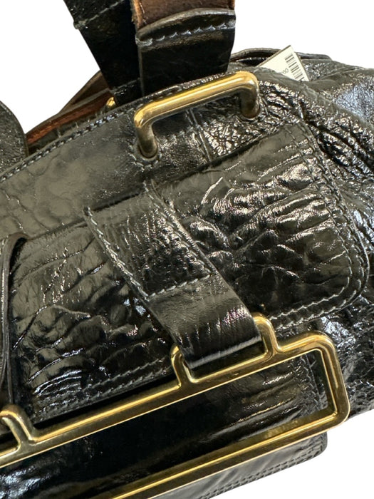 Chloe Black Crinkle Leather Brass Hardware Top Handle Shoulder Bag Bag Black / L