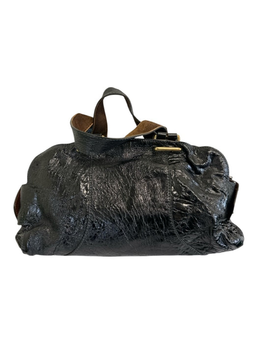 Chloe Black Crinkle Leather Brass Hardware Top Handle Shoulder Bag Bag Black / L