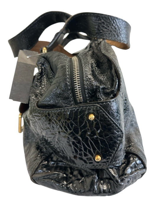 Chloe Black Crinkle Leather Brass Hardware Top Handle Shoulder Bag Bag Black / L