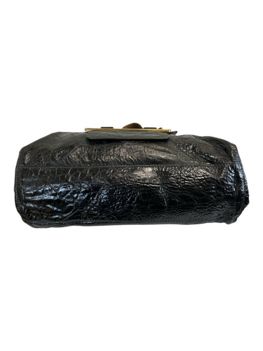 Chloe Black Crinkle Leather Brass Hardware Top Handle Shoulder Bag Bag Black / L
