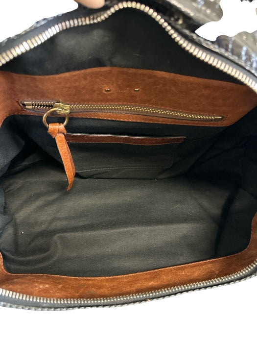 Chloe Black Crinkle Leather Brass Hardware Top Handle Shoulder Bag Bag Black / L