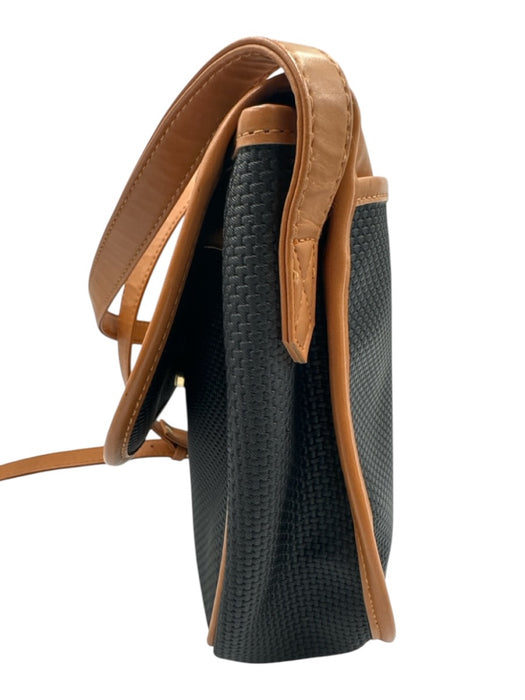 Yves Saint Laurent Brown & Black Coated Canvas & Leather Magnetic Flap Woven Bag Brown & Black / S