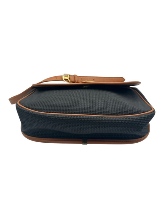 Yves Saint Laurent Brown & Black Coated Canvas & Leather Magnetic Flap Woven Bag Brown & Black / S