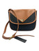 Yves Saint Laurent Brown & Black Coated Canvas & Leather Magnetic Flap Woven Bag Brown & Black / S