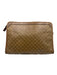 Celine Light Brown & Beige Coated Canvas & Leather Zip Top Triomphe Pouch Bag Light Brown & Beige / XS/S