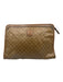 Celine Light Brown & Beige Coated Canvas & Leather Zip Top Triomphe Pouch Bag Light Brown & Beige / XS/S
