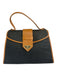Yves Saint Laurent Black & Brown Coated Canvas & Leather Magnetic Flap Bag Black & Brown / S