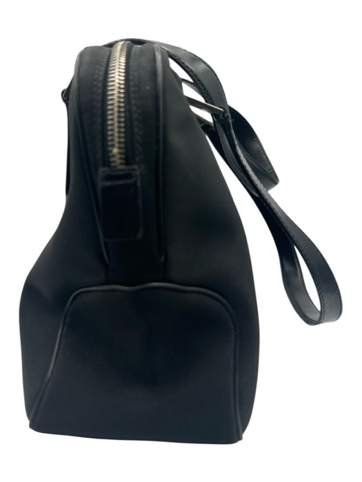 Salvatore Ferragamo Black Canvas & Leather Zip Top Top Handles Hand Bag Black / S