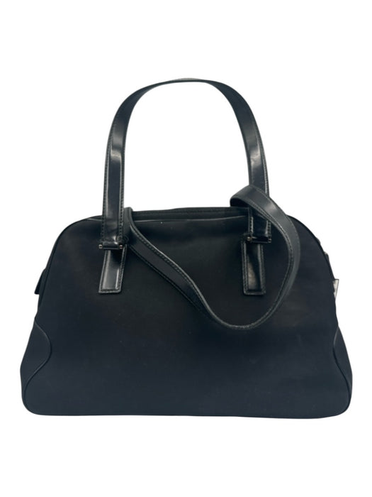 Salvatore Ferragamo Black Canvas & Leather Zip Top Top Handles Hand Bag Black / S